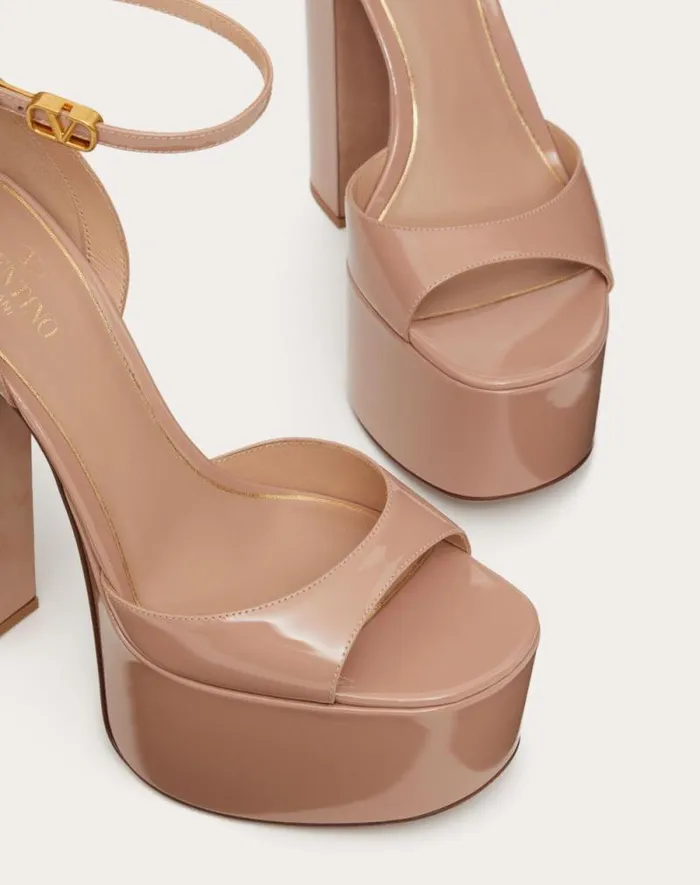 Valentino Sandals Woman Valentino Garavani Tango Patent Leather Platform Sandal 155mm For Woman In Black Black Valentino Sandals Woman Valentino Garavani Tango Patent Leather Platform Sandal 155mm For Woman In Black Black