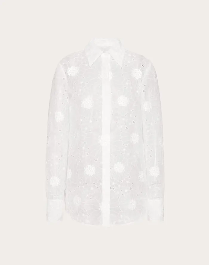 Valentino Shirts And Tops Woman Daisy Organdis Shirt For Woman In Ivory Ivory