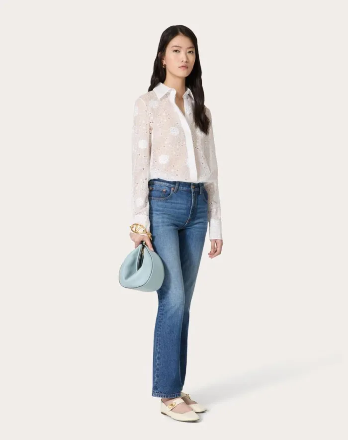 Valentino Shirts And Tops Woman Daisy Organdis Shirt For Woman In Ivory Ivory Valentino Shirts And Tops Woman Daisy Organdis Shirt For Woman In Ivory Ivory