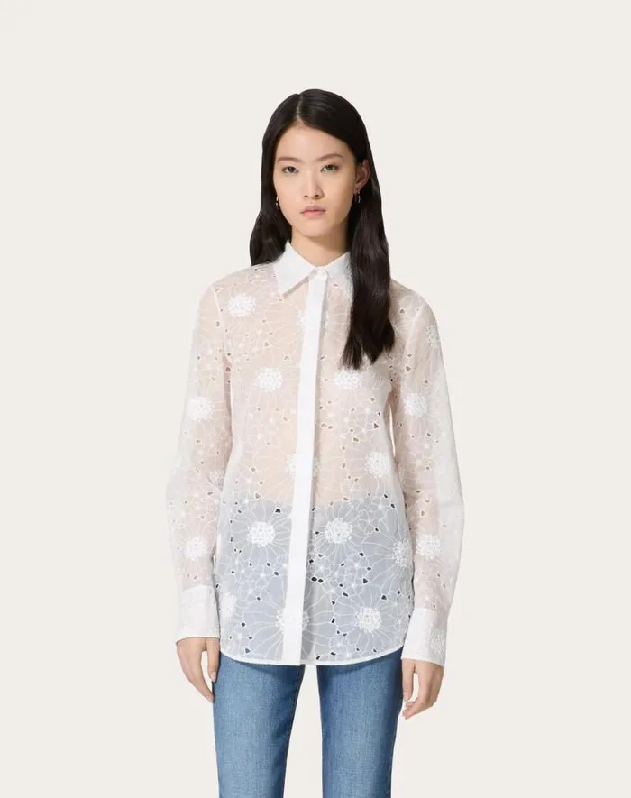 Valentino Shirts And Tops Woman Daisy Organdis Shirt For Woman In Ivory Ivory Valentino Shirts And Tops Woman Daisy Organdis Shirt For Woman In Ivory Ivory