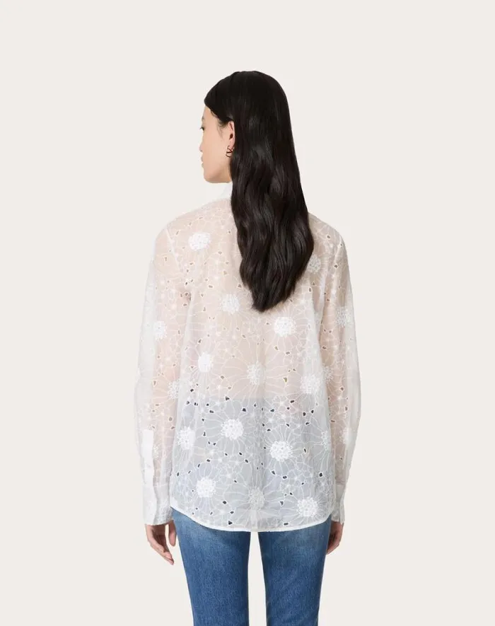 Valentino Shirts And Tops Woman Daisy Organdis Shirt For Woman In Ivory Ivory Valentino Shirts And Tops Woman Daisy Organdis Shirt For Woman In Ivory Ivory