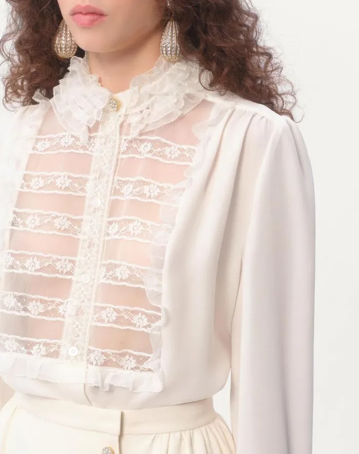Valentino Shirts And Tops Woman Georgette Blouse For Woman In Ivory Ivory Valentino Shirts And Tops Woman Georgette Blouse For Woman In Ivory Ivory