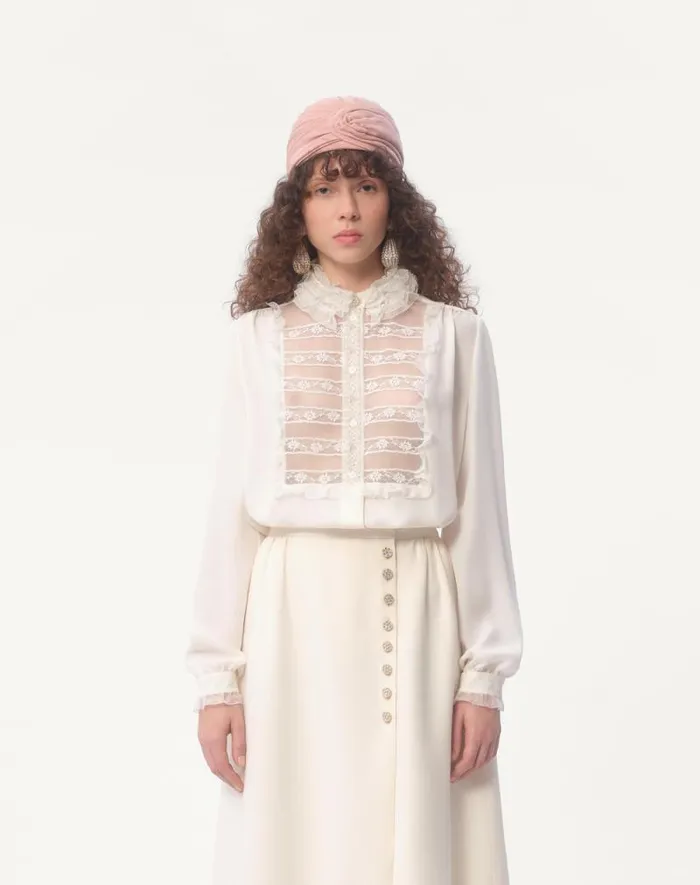 Valentino Shirts And Tops Woman Georgette Blouse For Woman In Ivory Ivory Valentino Shirts And Tops Woman Georgette Blouse For Woman In Ivory Ivory