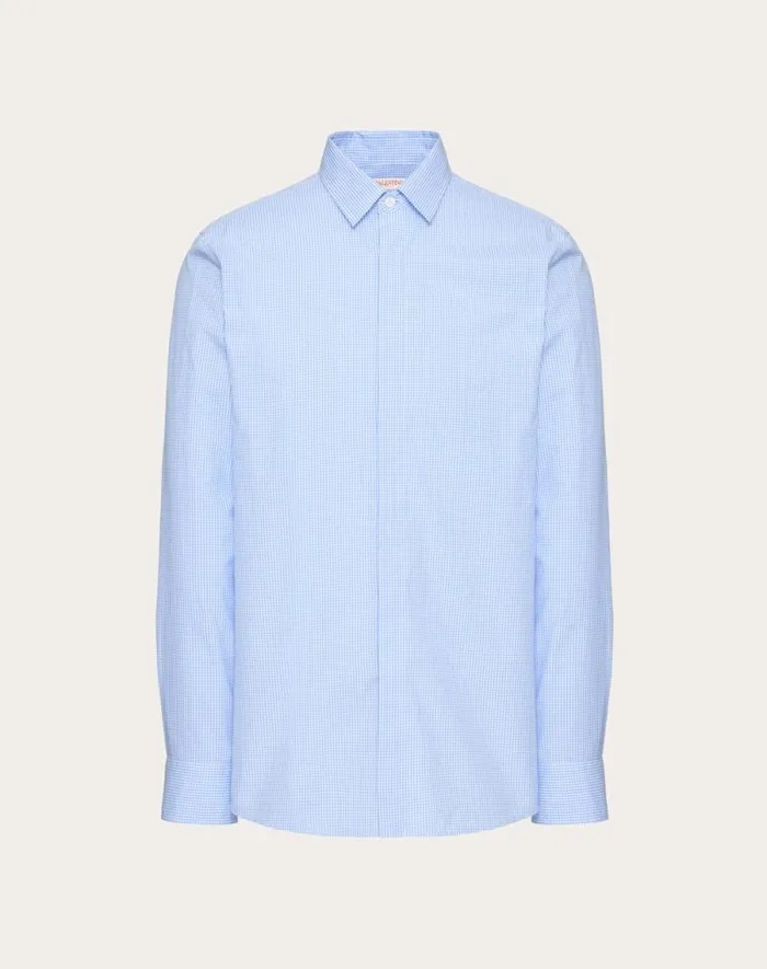 Valentino Shirts Man Cotton Shirt For Man In Azure Azure