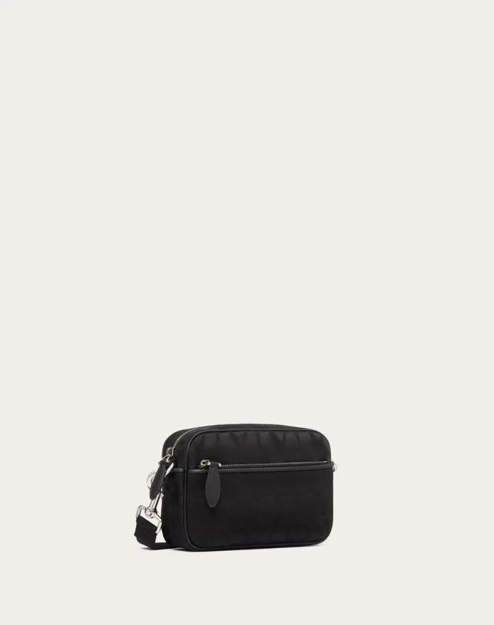 Valentino Shoulder Bags Man Toile Iconographe Shoulder Bag In Technical Fabric With Leather Details For Man In Black Black Valentino Shoulder Bags Man Toile Iconographe Shoulder Bag In Technical Fabric With Leather Details For Man In Black Black