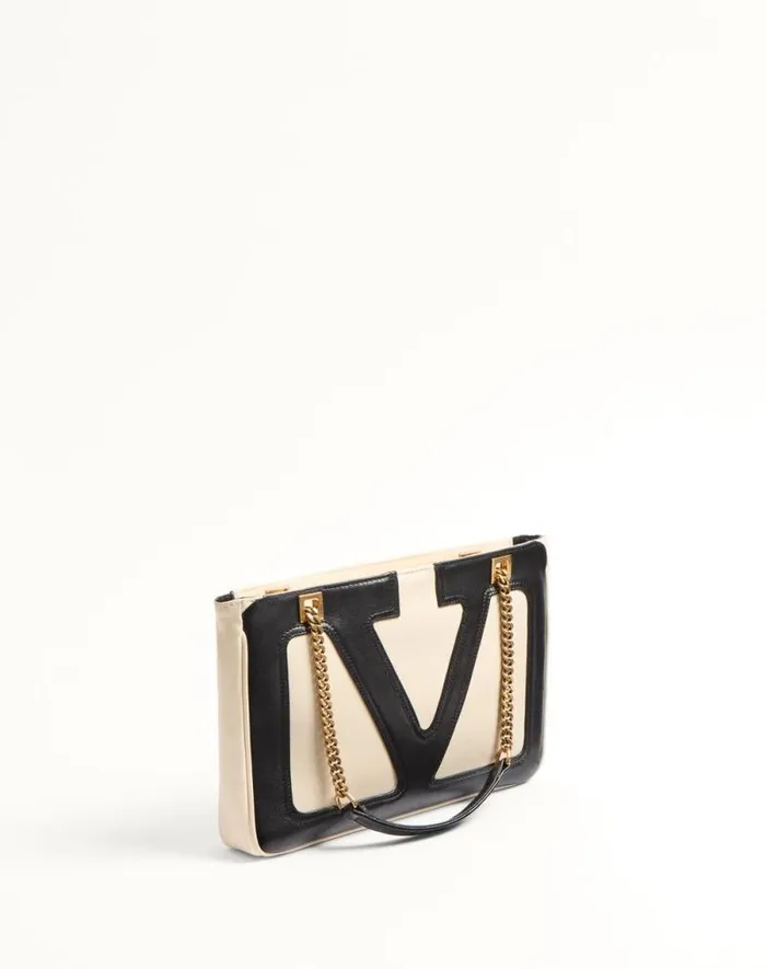 Valentino Shoulder Bags WomanMan Valentino Garavani Viva Superstar Small Nappa Leather Shopping Bag For Woman In Ivoryblack Ivoryblack