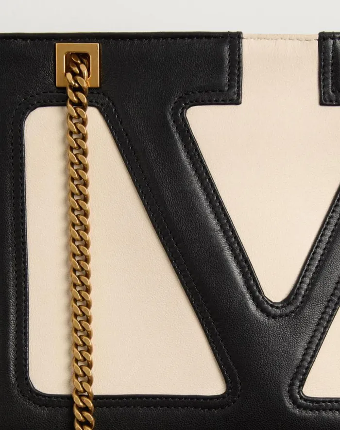 Valentino Shoulder Bags WomanMan Valentino Garavani Viva Superstar Small Nappa Leather Shopping Bag For Woman In Ivoryblack Ivoryblack