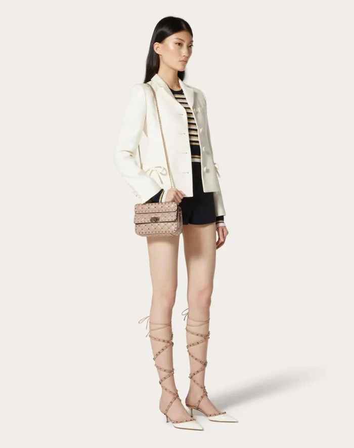 Valentino Shoulder Bags Woman Small Nappa Rockstud Spike Bag For Woman In Poudre Poudre Valentino Shoulder Bags Woman Small Nappa Rockstud Spike Bag For Woman In Poudre Poudre