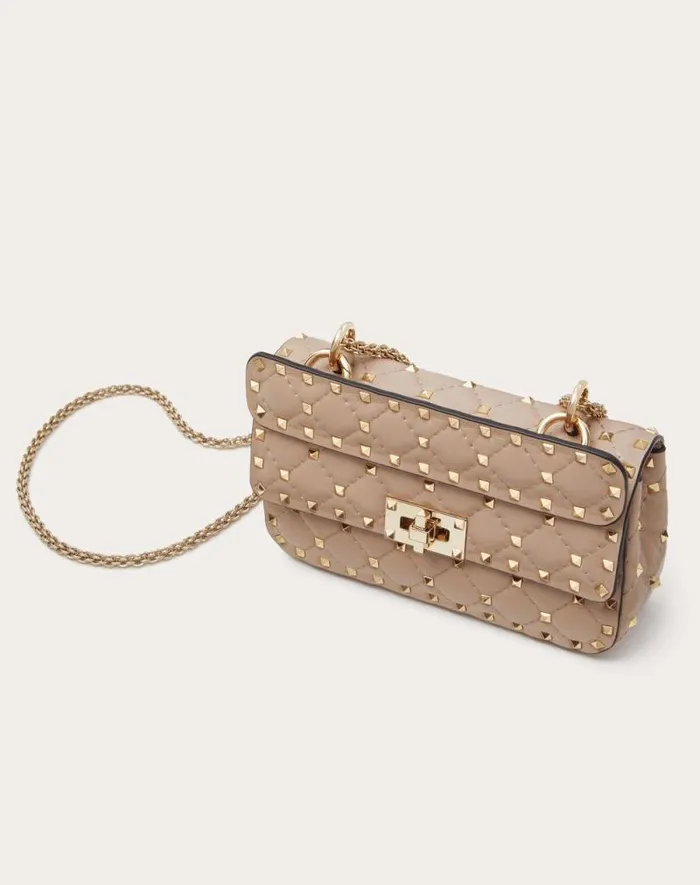 Valentino Shoulder Bags Woman Small Nappa Rockstud Spike Bag For Woman In Poudre Poudre Valentino Shoulder Bags Woman Small Nappa Rockstud Spike Bag For Woman In Poudre Poudre