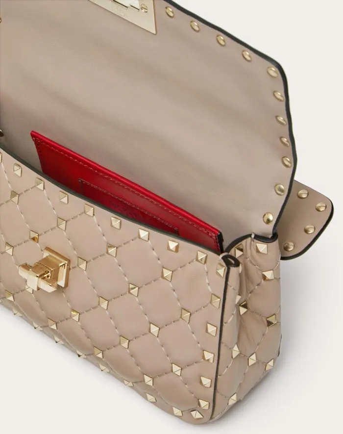 Valentino Shoulder Bags Woman Small Nappa Rockstud Spike Bag For Woman In Poudre Poudre Valentino Shoulder Bags Woman Small Nappa Rockstud Spike Bag For Woman In Poudre Poudre