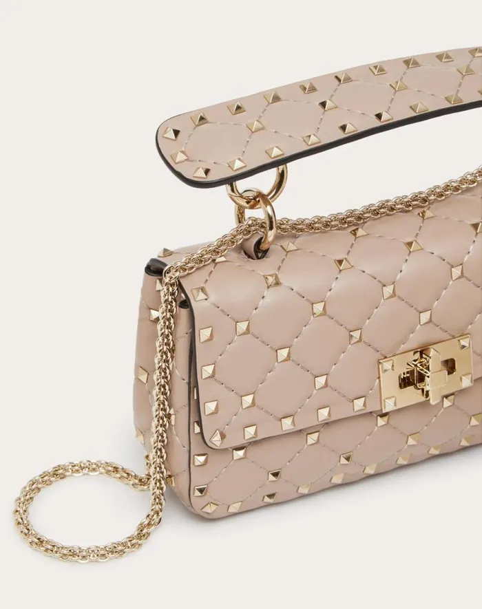 Valentino Shoulder Bags Woman Small Nappa Rockstud Spike Bag For Woman In Poudre Poudre Valentino Shoulder Bags Woman Small Nappa Rockstud Spike Bag For Woman In Poudre Poudre