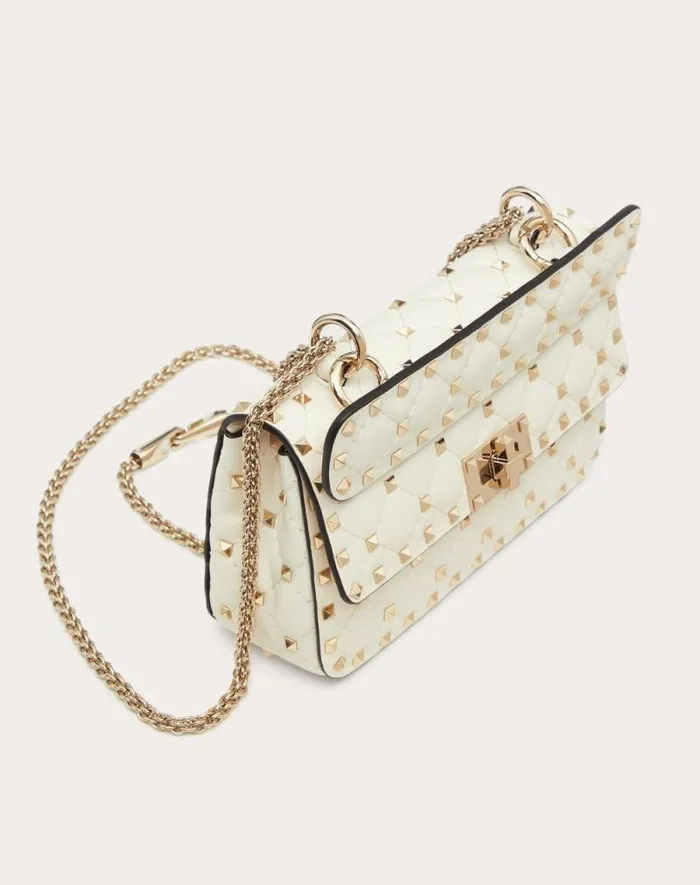 Valentino Shoulder Bags Woman Small Nappa Rockstud Spike Bag For Woman In Poudre Poudre Valentino Shoulder Bags Woman Small Nappa Rockstud Spike Bag For Woman In Poudre Poudre