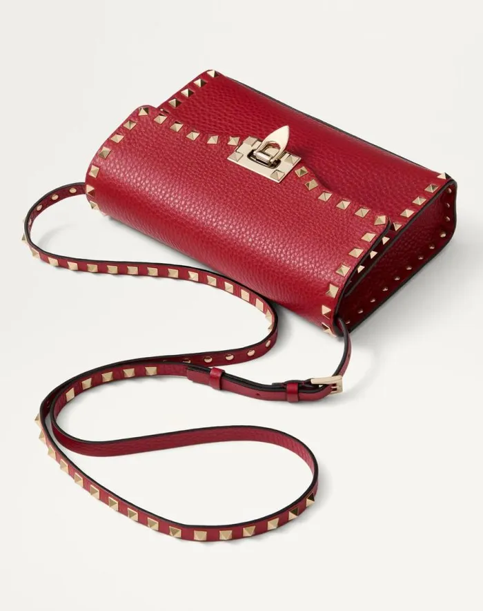 Valentino Shoulder Bags Woman Small Rockstud Grainy Calfskin Crossbody Bag For Woman In Rosso Valentino Rosso Valentino Valentino Shoulder Bags Woman Small Rockstud Grainy Calfskin Crossbody Bag For Woman In Rosso Valentino Rosso Valentino