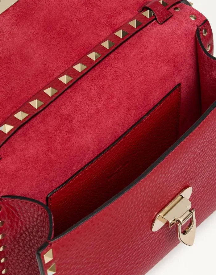 Valentino Shoulder Bags Woman Small Rockstud Grainy Calfskin Crossbody Bag For Woman In Rosso Valentino Rosso Valentino Valentino Shoulder Bags Woman Small Rockstud Grainy Calfskin Crossbody Bag For Woman In Rosso Valentino Rosso Valentino