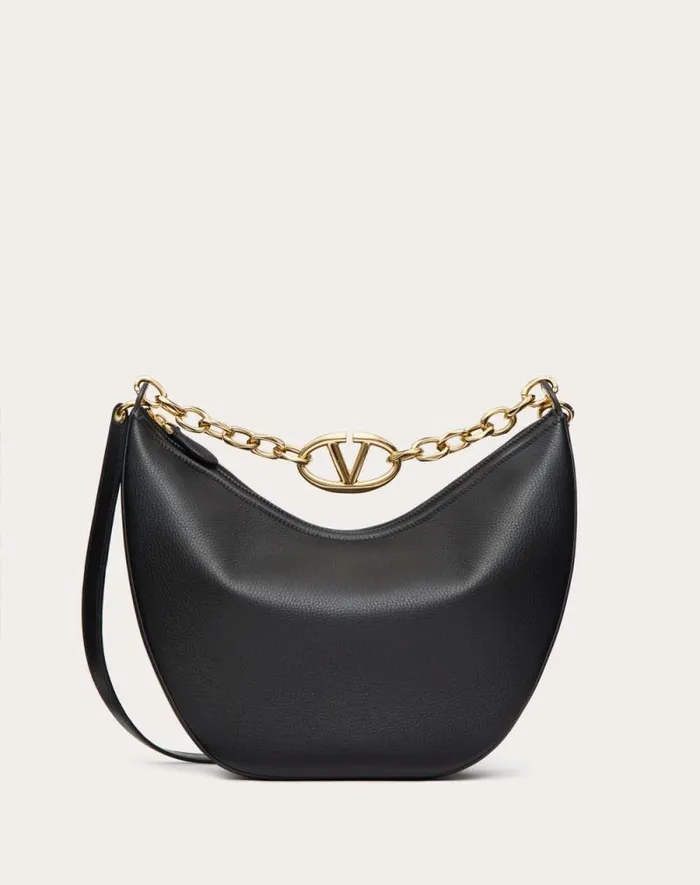 Valentino Shoulder Bags Woman Vlogo Moon Medium Grainy Calfskin Hobo Bag With Chain For Woman In Almond Almond Valentino Shoulder Bags Woman Vlogo Moon Medium Grainy Calfskin Hobo Bag With Chain For Woman In Almond Almond