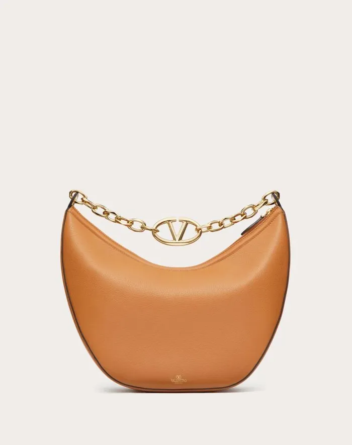 Valentino Shoulder Bags Woman Vlogo Moon Medium Grainy Calfskin Hobo Bag With Chain For Woman In Almond Almond Valentino Shoulder Bags Woman Vlogo Moon Medium Grainy Calfskin Hobo Bag With Chain For Woman In Almond Almond