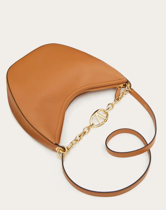Valentino Shoulder Bags Woman Vlogo Moon Medium Grainy Calfskin Hobo Bag With Chain For Woman In Almond Almond Valentino Shoulder Bags Woman Vlogo Moon Medium Grainy Calfskin Hobo Bag With Chain For Woman In Almond Almond