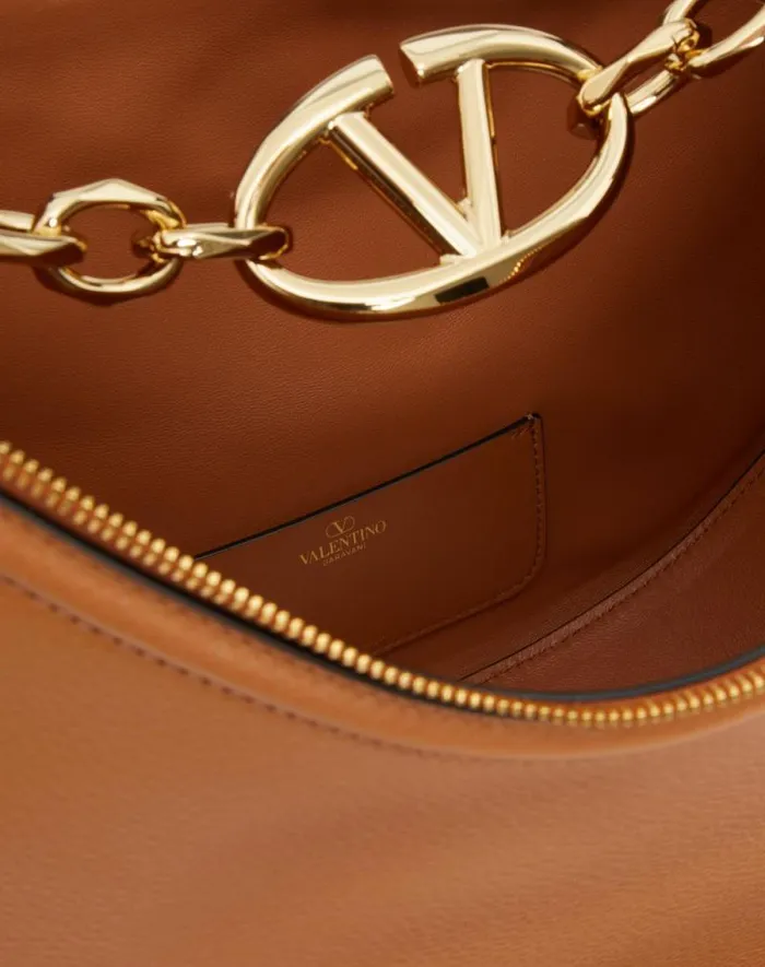 Valentino Shoulder Bags Woman Vlogo Moon Medium Grainy Calfskin Hobo Bag With Chain For Woman In Almond Almond Valentino Shoulder Bags Woman Vlogo Moon Medium Grainy Calfskin Hobo Bag With Chain For Woman In Almond Almond