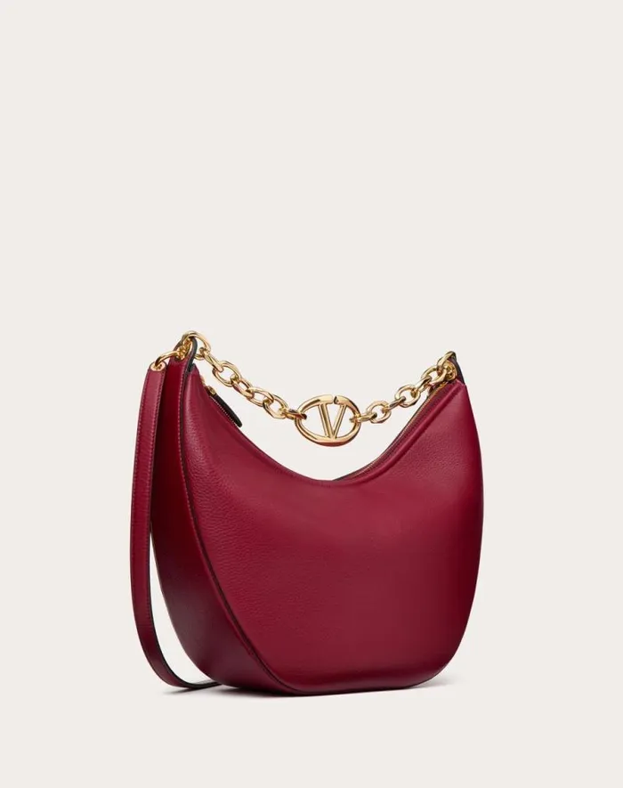 Valentino Shoulder Bags Woman Vlogo Moon Medium Grainy Calfskin Hobo Bag With Chain For Woman In Almond Almond Valentino Shoulder Bags Woman Vlogo Moon Medium Grainy Calfskin Hobo Bag With Chain For Woman In Almond Almond