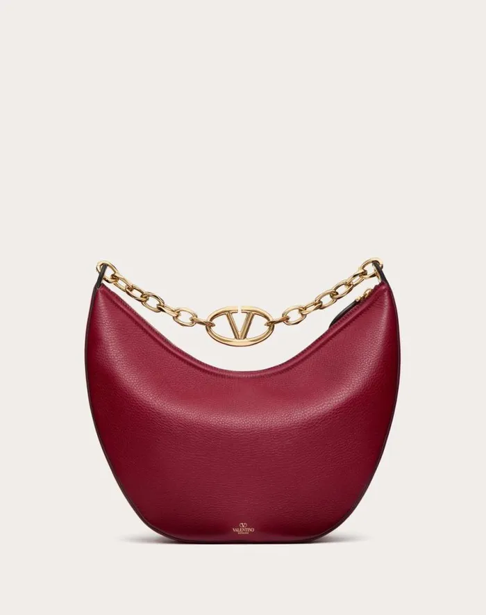 Valentino Shoulder Bags Woman Vlogo Moon Medium Grainy Calfskin Hobo Bag With Chain For Woman In Almond Almond Valentino Shoulder Bags Woman Vlogo Moon Medium Grainy Calfskin Hobo Bag With Chain For Woman In Almond Almond