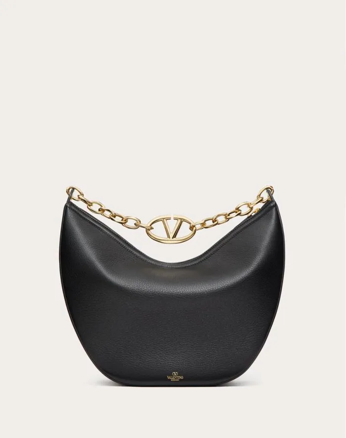 Valentino Shoulder Bags Woman Vlogo Moon Medium Grainy Calfskin Hobo Bag With Chain For Woman In Almond Almond Valentino Shoulder Bags Woman Vlogo Moon Medium Grainy Calfskin Hobo Bag With Chain For Woman In Almond Almond