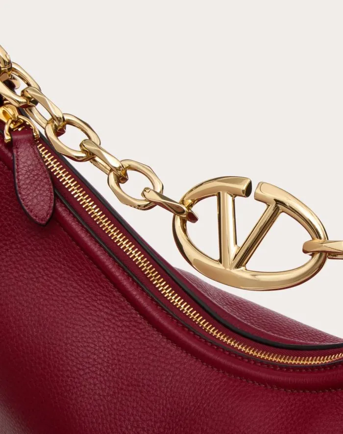 Valentino Shoulder Bags Woman Vlogo Moon Medium Grainy Calfskin Hobo Bag With Chain For Woman In Almond Almond Valentino Shoulder Bags Woman Vlogo Moon Medium Grainy Calfskin Hobo Bag With Chain For Woman In Almond Almond