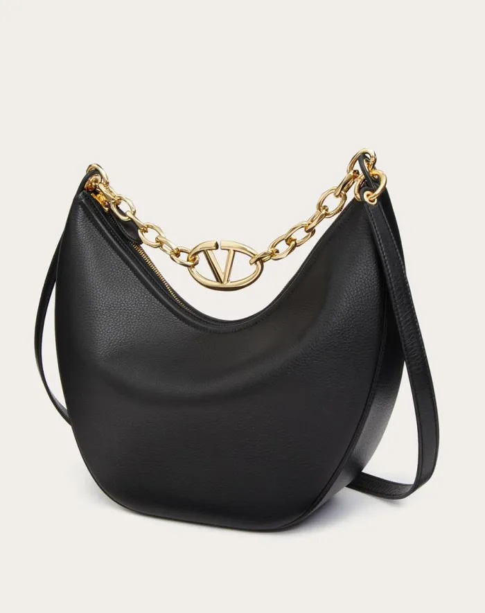 Valentino Shoulder Bags Woman Vlogo Moon Medium Grainy Calfskin Hobo Bag With Chain For Woman In Almond Almond Valentino Shoulder Bags Woman Vlogo Moon Medium Grainy Calfskin Hobo Bag With Chain For Woman In Almond Almond