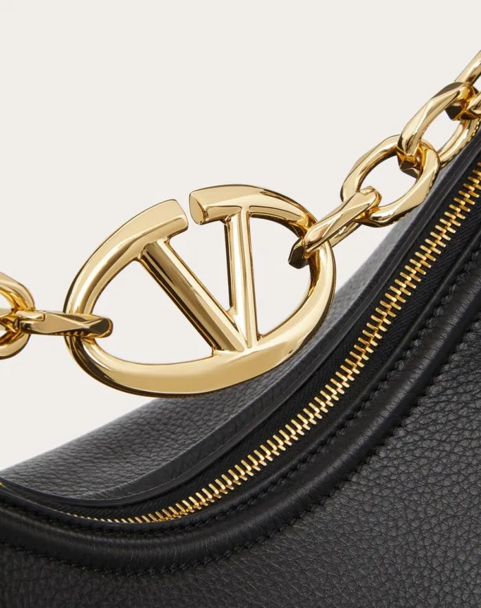 Valentino Shoulder Bags Woman Vlogo Moon Medium Grainy Calfskin Hobo Bag With Chain For Woman In Almond Almond Valentino Shoulder Bags Woman Vlogo Moon Medium Grainy Calfskin Hobo Bag With Chain For Woman In Almond Almond