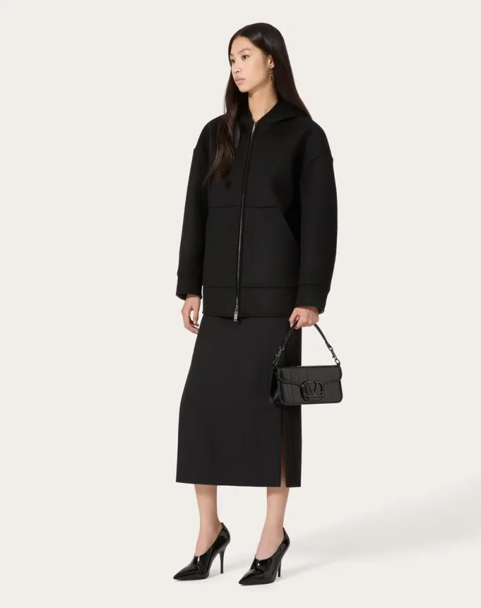 Valentino Skirts Woman Grisaille Midi Skirt For Woman In Black Black Valentino Skirts Woman Grisaille Midi Skirt For Woman In Black Black
