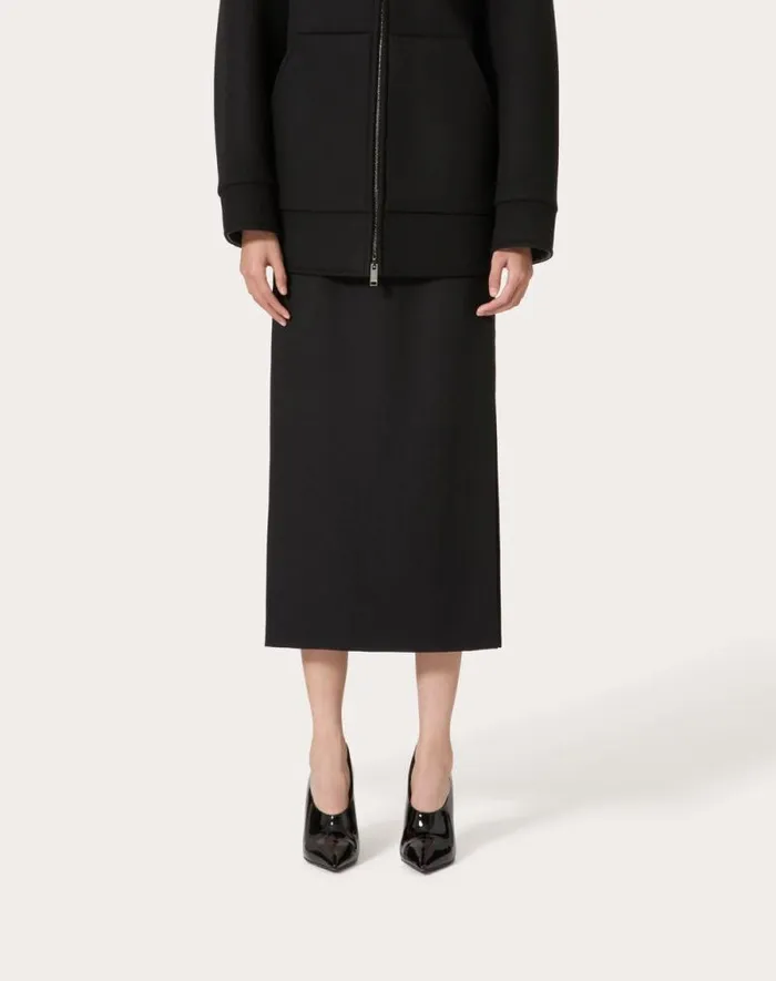 Valentino Skirts Woman Grisaille Midi Skirt For Woman In Black Black Valentino Skirts Woman Grisaille Midi Skirt For Woman In Black Black