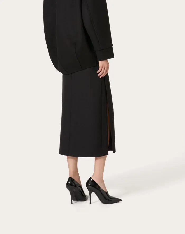 Valentino Skirts Woman Grisaille Midi Skirt For Woman In Black Black Valentino Skirts Woman Grisaille Midi Skirt For Woman In Black Black