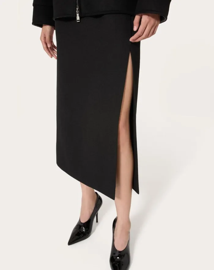 Valentino Skirts Woman Grisaille Midi Skirt For Woman In Black Black Valentino Skirts Woman Grisaille Midi Skirt For Woman In Black Black