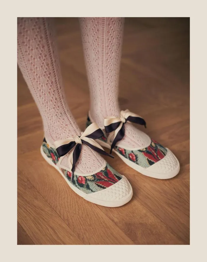 Valentino Sneakers Woman Ballerina Bay By Bay Sneaker In Jacquard Fabric With Floral Embroidery For Woman In Multicolor Multicolor Valentino Sneakers Woman Ballerina Bay By Bay Sneaker In Jacquard Fabric With Floral Embroidery For Woman In Multicolor Multicolor