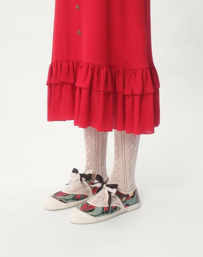 Valentino Sneakers Woman Ballerina Bay By Bay Sneaker In Jacquard Fabric With Floral Embroidery For Woman In Multicolor Multicolor Valentino Sneakers Woman Ballerina Bay By Bay Sneaker In Jacquard Fabric With Floral Embroidery For Woman In Multicolor Multicolor