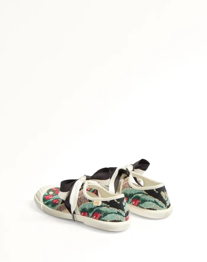Valentino Sneakers Woman Ballerina Bay By Bay Sneaker In Jacquard Fabric With Floral Embroidery For Woman In Multicolor Multicolor Valentino Sneakers Woman Ballerina Bay By Bay Sneaker In Jacquard Fabric With Floral Embroidery For Woman In Multicolor Multicolor