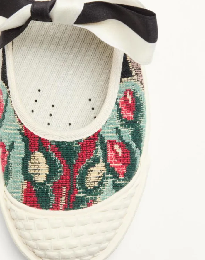 Valentino Sneakers Woman Ballerina Bay By Bay Sneaker In Jacquard Fabric With Floral Embroidery For Woman In Multicolor Multicolor Valentino Sneakers Woman Ballerina Bay By Bay Sneaker In Jacquard Fabric With Floral Embroidery For Woman In Multicolor Multicolor