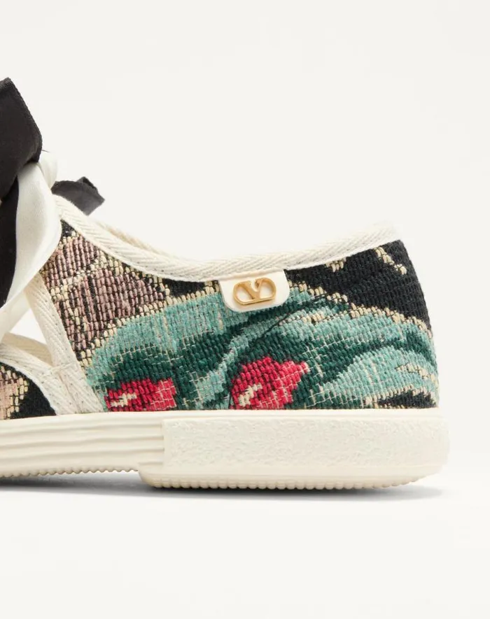 Valentino Sneakers Woman Ballerina Bay By Bay Sneaker In Jacquard Fabric With Floral Embroidery For Woman In Multicolor Multicolor Valentino Sneakers Woman Ballerina Bay By Bay Sneaker In Jacquard Fabric With Floral Embroidery For Woman In Multicolor Multicolor