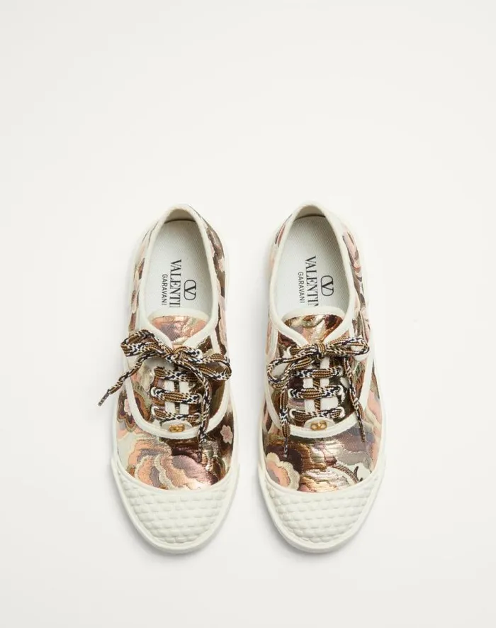 Valentino Sneakers Woman Bay By Bay Sneakers In Jacquard Apres L039hiver Fabric For Woman In Ivory Ivory Valentino Sneakers Woman Bay By Bay Sneakers In Jacquard Apres L039hiver Fabric For Woman In Ivory Ivory