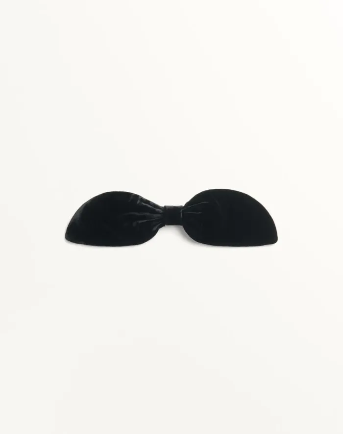 Valentino Soft Accessories Man Valentie Velvet Bow Tie For Man In Black Black Valentino Soft Accessories Man Valentie Velvet Bow Tie For Man In Black Black