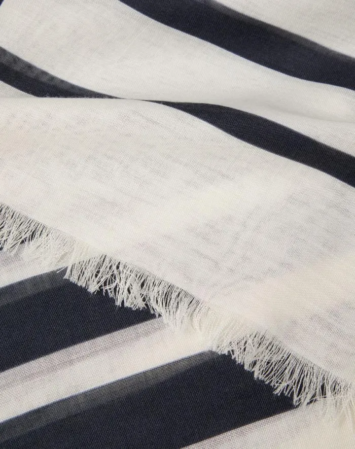 Valentino Soft Accessories Woman Barr Degrad Shawl In Cashmere And Silk For Woman In Navyivory Navyivory Valentino Soft Accessories Woman Barr Degrad Shawl In Cashmere And Silk For Woman In Navyivory Navyivory