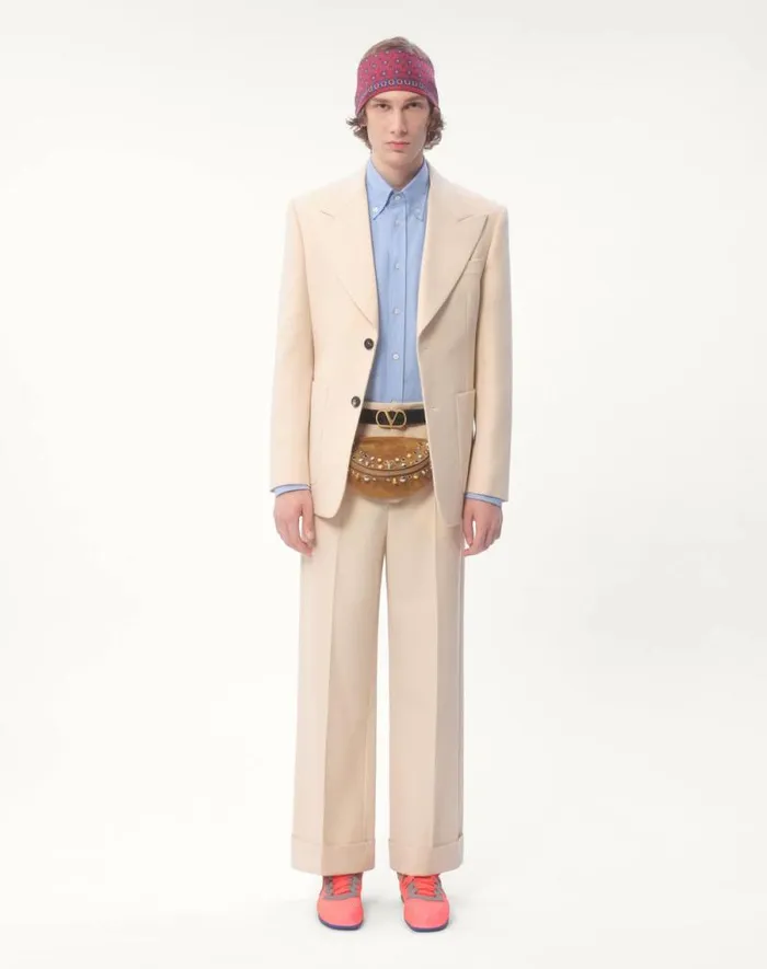 Valentino Suits Man Wool Pants For Man In Butter Butter Valentino Suits Man Wool Pants For Man In Butter Butter