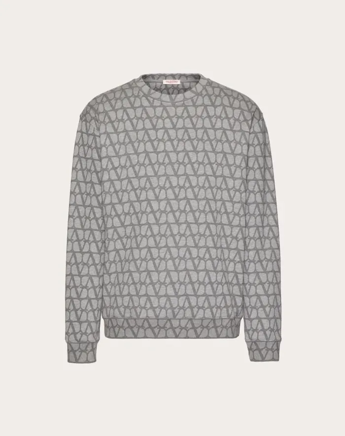 Valentino Tshirts And Sweatshirts Man Cotton Crewneck Sweatshirt With Toile Iconographe Print For Man In Grey Grey Valentino Tshirts And Sweatshirts Man Cotton Crewneck Sweatshirt With Toile Iconographe Print For Man In Grey Grey