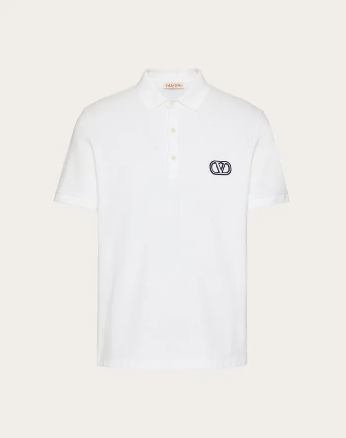 Valentino Tshirts And Sweatshirts Man Cotton Piqu Polo Shirt With Vlogo Signature Patch For Man In Grey Rose Grey Rose Valentino Tshirts And Sweatshirts Man Cotton Piqu Polo Shirt With Vlogo Signature Patch For Man In Grey Rose Grey Rose