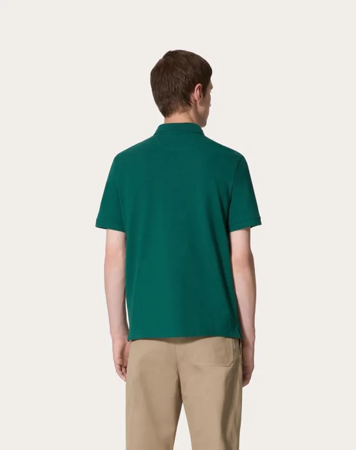 Valentino Tshirts And Sweatshirts Man Cotton Piqu Polo Shirt With Vlogo Signature Patch For Man In Grey Rose Grey Rose