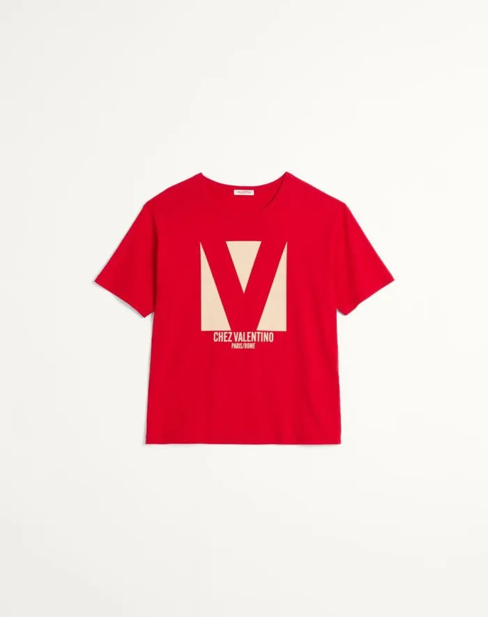 Valentino Tshirts And Sweatshirts Man Cotton Tshirt With Chez Valentino Print For Man In Ivory Ivory Valentino Tshirts And Sweatshirts Man Cotton Tshirt With Chez Valentino Print For Man In Ivory Ivory