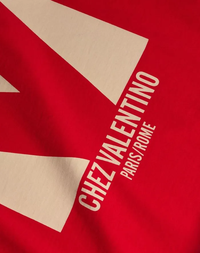 Valentino Tshirts And Sweatshirts Man Cotton Tshirt With Chez Valentino Print For Man In Ivory Ivory Valentino Tshirts And Sweatshirts Man Cotton Tshirt With Chez Valentino Print For Man In Ivory Ivory