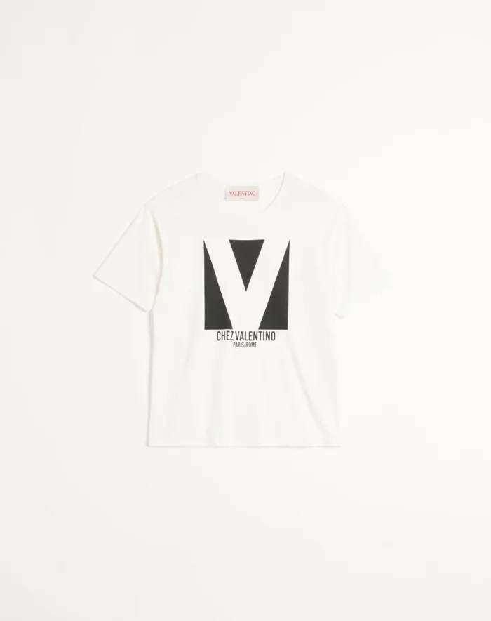 Valentino Tshirts And Sweatshirts Man Cotton Tshirt With Chez Valentino Print For Man In Ivory Ivory Valentino Tshirts And Sweatshirts Man Cotton Tshirt With Chez Valentino Print For Man In Ivory Ivory