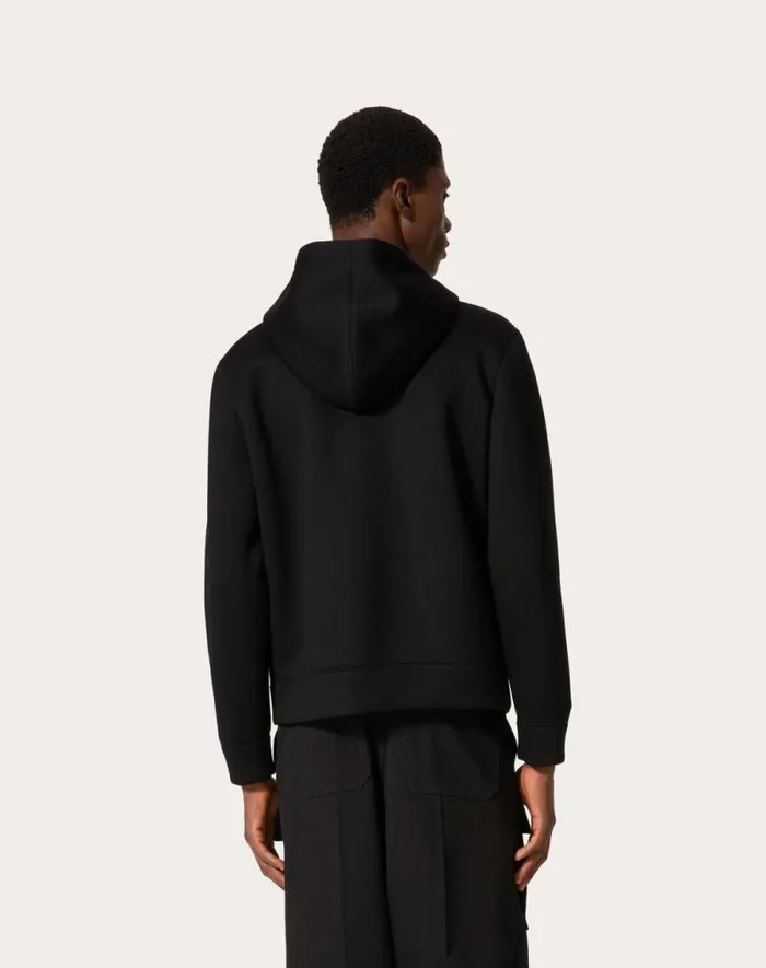 Valentino Tshirts And Sweatshirts Man Neoprene Sweatshirt With Hood And Zipper For Man In Sky Blue Sky Blue Valentino Tshirts And Sweatshirts Man Neoprene Sweatshirt With Hood And Zipper For Man In Sky Blue Sky Blue