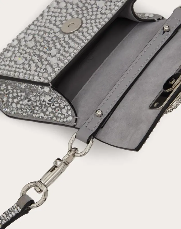 Valentino Top Handle Bags Woman Micro Vsling Embroidered Handbag For Woman In Greycrystal Greycrystal Valentino Top Handle Bags Woman Micro Vsling Embroidered Handbag For Woman In Greycrystal Greycrystal