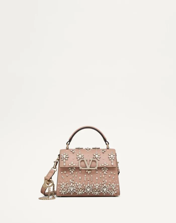 Valentino Top Handle Bags Woman Valentino Garavani Vsling Mini Embroidered Handbag For Woman In Crystalrose Cannelle Crystalrose Cannelle Valentino Top Handle Bags Woman Valentino Garavani Vsling Mini Embroidered Handbag For Woman In Crystalrose Cannelle Crystalrose Cannelle
